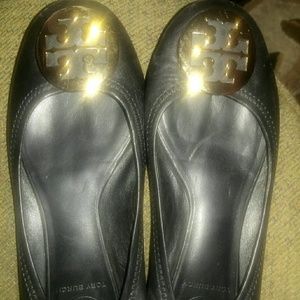 Tory Burch Black and Gold Flats